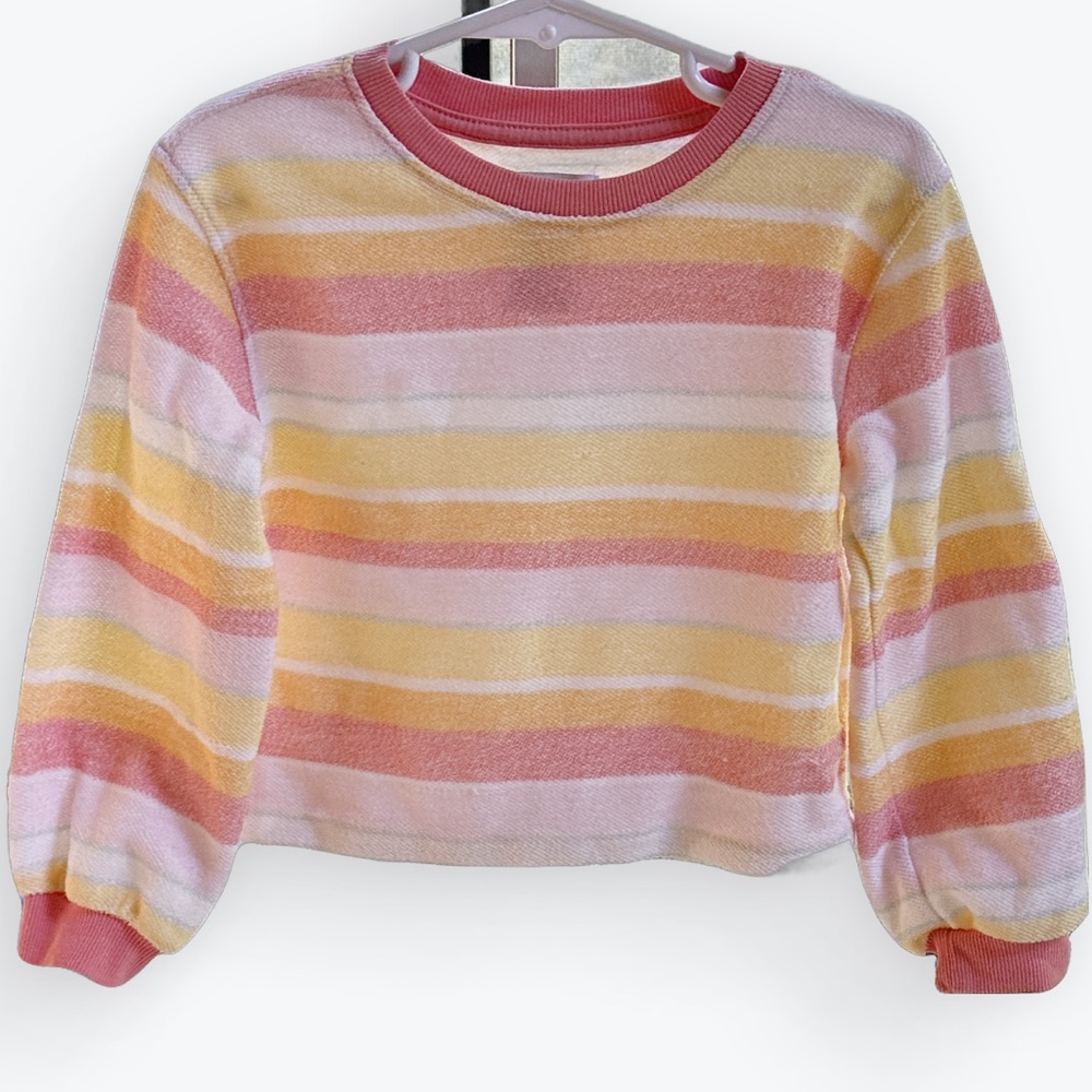 Beachy Boho Gorp haute hippie Warm Pastel Stripes Long Sleeve Top ~ US XS (4)